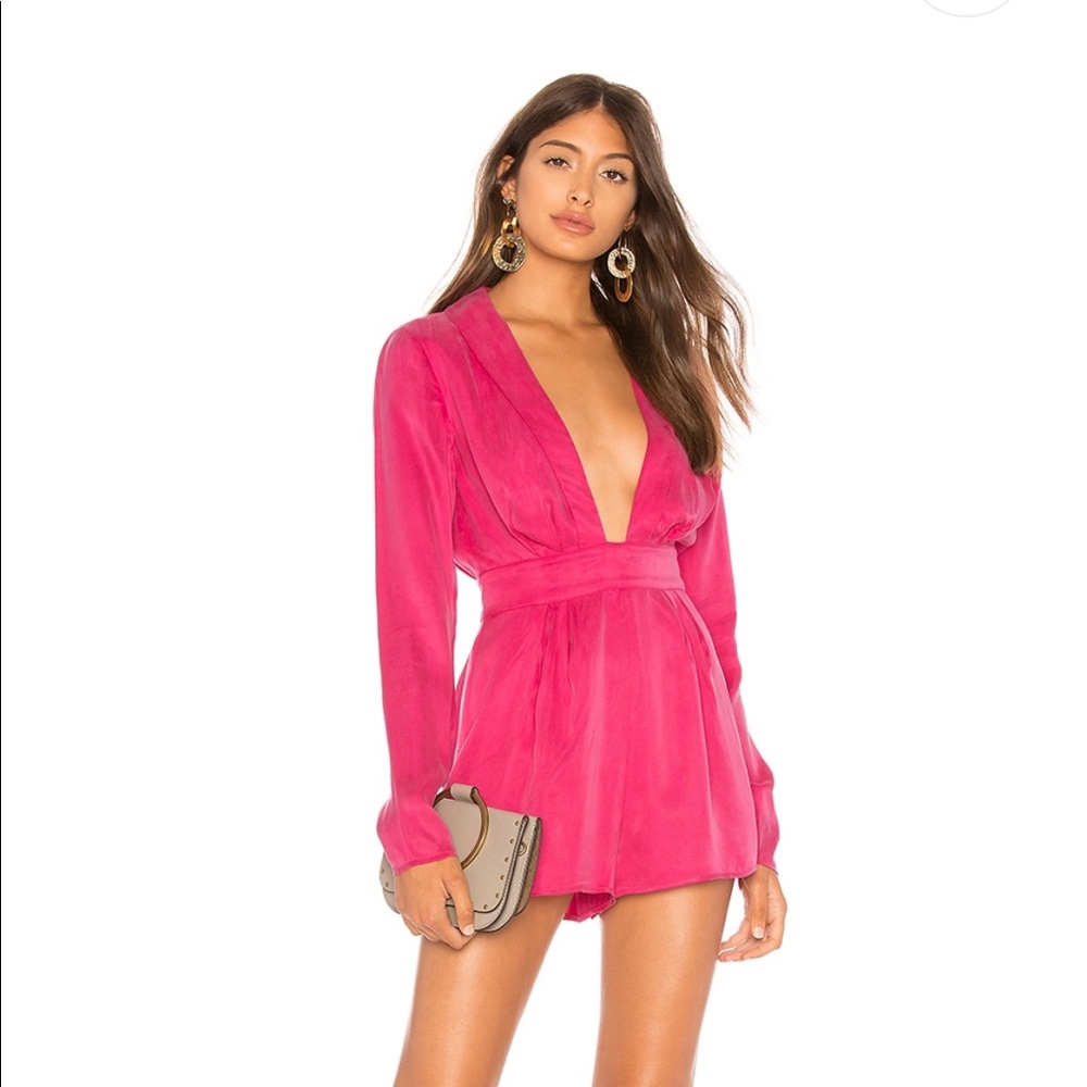 Revolve Lovers + Friends Tosh Romper Hot Pink